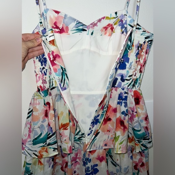 Amanda Uprichard - Rosalia Dress White Floral size MEDIUM - $260 - LIKE NEW - Picture 4 of 8